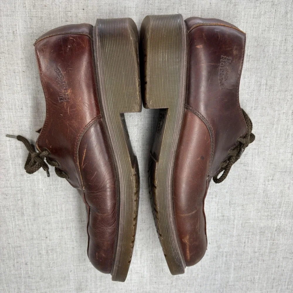 Vintage Dr Martens Oxford Brown Leather 3 Eye Made In England RARE Men Size 10
